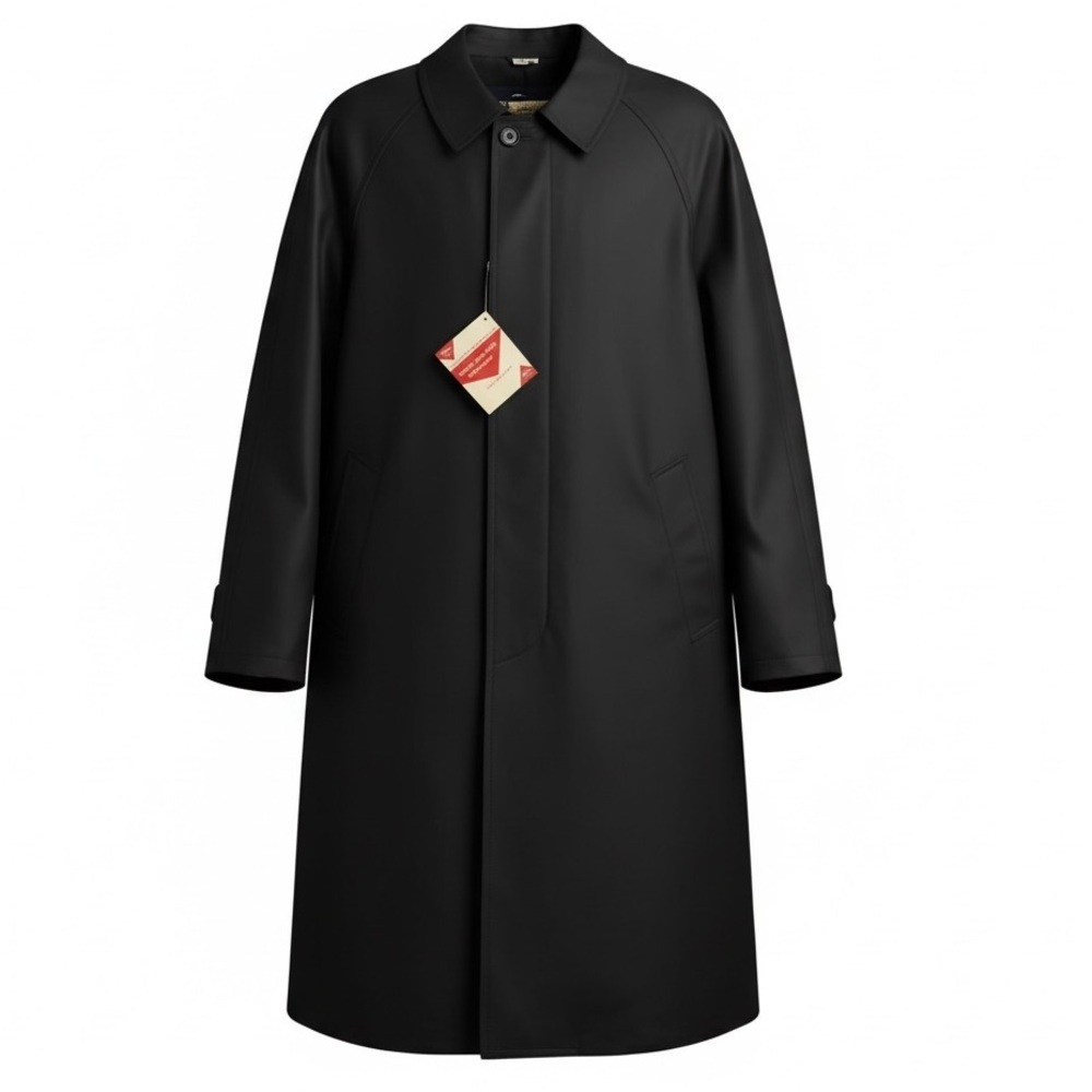 NWT Deadstock Vintage Briarcliff Long Black Overcoat Rain Trench 40 Men’s - Picture 1 of 16